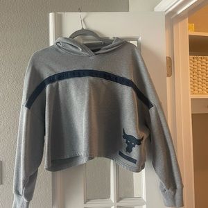 Under Armour Women's Size Medium Project Rock Taped Fleece Hoodie Grey/Blue